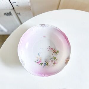 Antique Hand Painted Pink + Floral Porcelain Bowl 💐